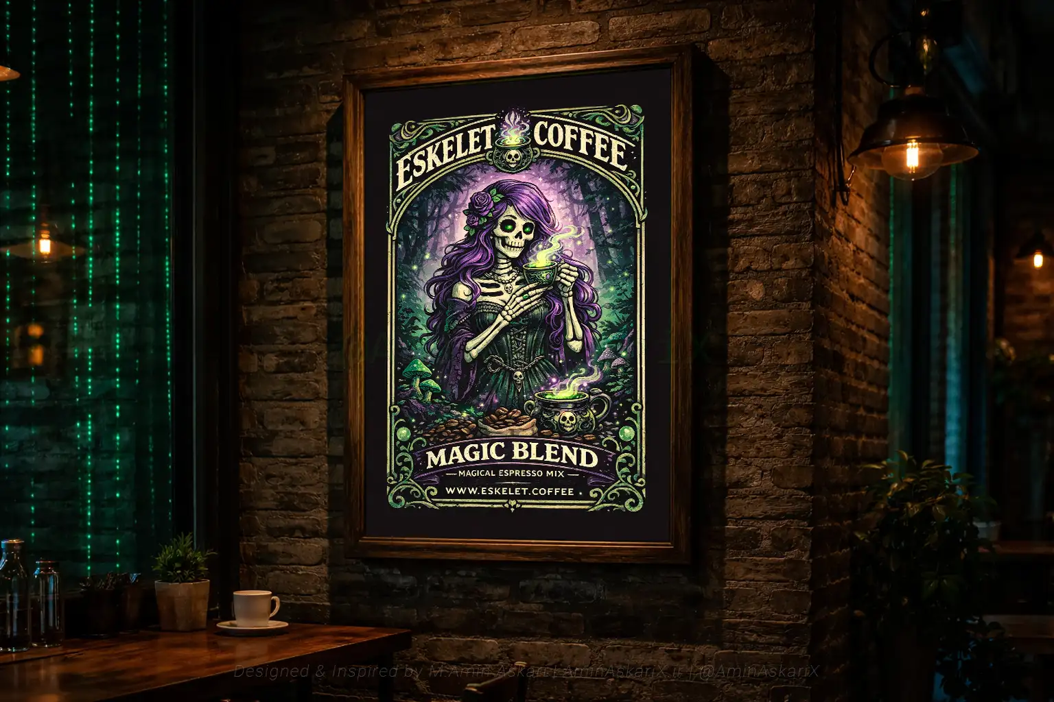 طراحی پوستر نقاشی دیجیتال «قهوه اسکلت»